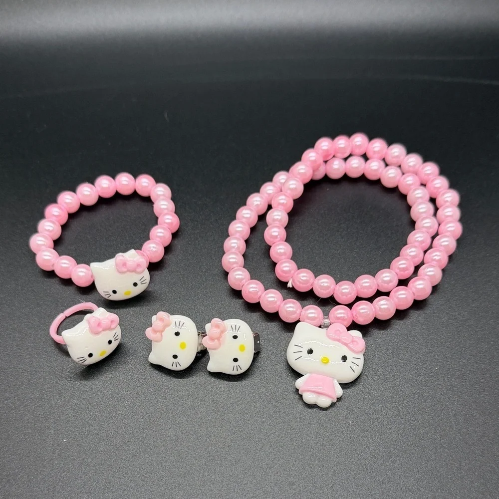 Hello Kitty Pink Beaded Jewelry Set for Kids